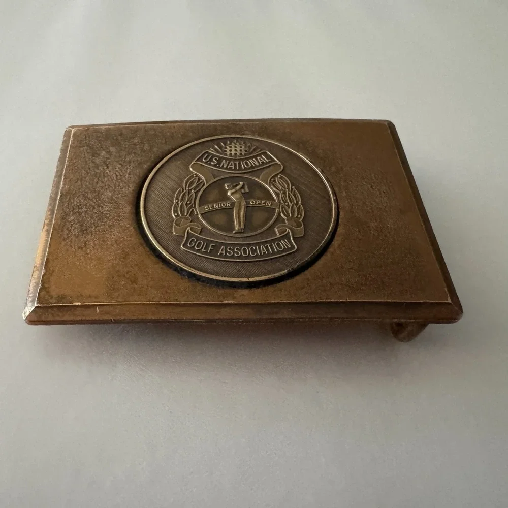 Vintage US National Senior Open Golf Association Belt‎ Buckle Copper Tone